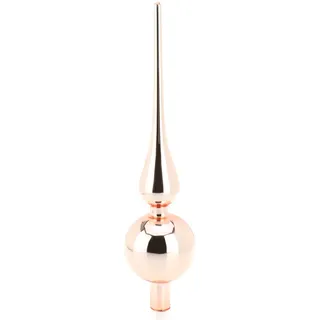 com-four® Weihnachtsbaumspitze glänzend - Christbaumspitze aus echtem Glas für Weihnachten - Tannenbaumspitze für den Christbaum (28cm - rosé Glanz)
