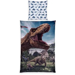Jurassic World Wendebettwäsche Baumwolle Blau 135 x 200 cm + 2 x 80 x 80 cm