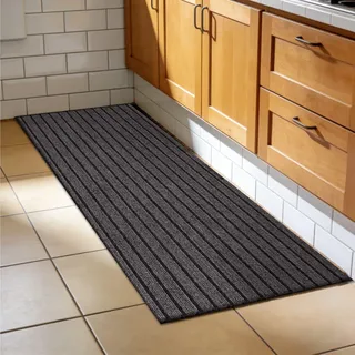 FENYIGE Fußmatte Außen 40 x 90 cm Schmutzfangmatte Flach, Saugfähig Waschbare Leistungsstarke Fußmatte Robust für Haus, Terrasse Flur, Grau