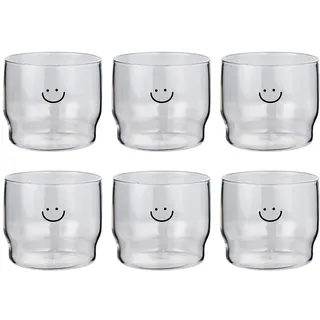 BUTLERS 6er Set Trinkgläser 300 ml Glas - LOVELY SMILE | Farbe Durchsichtig - Wasserglas für Limonaden & Fruchtsäfte - Universalglas für Kaltgetränke & Saft - Smile-Symbol