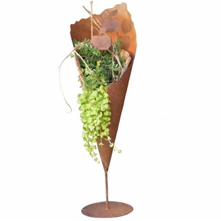 Rostikal Pflanzkübel Pflanzvase Metall Gartendeko Pflanztüte, echter Rost braun 70 cm