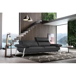 Egoitaliano 2,5-Sitzer Anais, Designsofa mit erstklassigem Sitzkomfort, Fußfarbe chrom, Kopfteil verstellbar, 232 cm, Leder BULL, schwarz schwarz