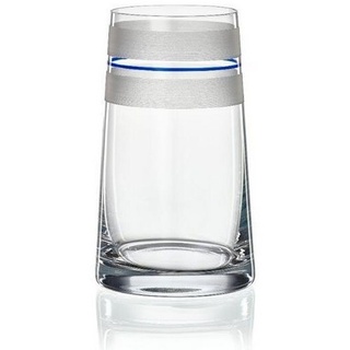 Crystalex Tischvase Vase Dekovase Kristallvase Stripes rot, gelb, blau oder grün 180 mm (1 St., 1 Vase), Kristallglas, handbemalt blau|weiß