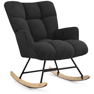 Aunekiv Schaukelstuhl Moderner Relaxsessel & Schaukelsessel in Teddyplüsch-Optik (1 St), perfekt als Stillstuhl & Lesesessel für Wohn- und Babyzimmer schwarz
