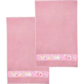 Erwin Müller Kinder-Badetuch Frottier 2er-Pack rosa Größe 70x110 cm - angenehm weich, saugstark, langlebig, praktisch durch beidseitige Schlaufen, Stickerei Elfen