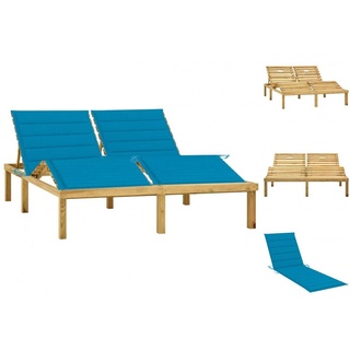 vidaXL Wellnessliege »Doppelliege Gartenliege Sonnenliege Holzliege mit Auflagen blau Kiefer« blau