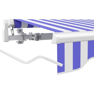 paramondo Gelenkarmmarkise Basic 2000 Markise Sonnenschutz Sichtschutz für Balkon & Terrasse, Vollständig zusammengebaut, 250 x 150 cm (Breite x Ausfall), Block Blau-Weiß
