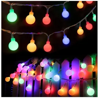 Alster Herz LED-Lichterkette Kugeln Außen- und Innendekoration LED, warmweiß oder bunt, E0224, für Garten Party Hochzeit Weihnachten, auch in bunt lieferbar bunt 6 m