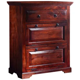 Massivmoebel24 Kommode Akazie 80 x 45 x 100 cm Nougat lackiert / Braun