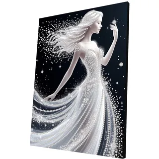 Aodejoy Dame Perlen Diamond Painting Mit Rahmen,Full Set Diamant Art Bilder,5D Diamond Painting with Pearls,DIY Mosaikherstellung Arts Craft für Home Wand Decor 30x40cm