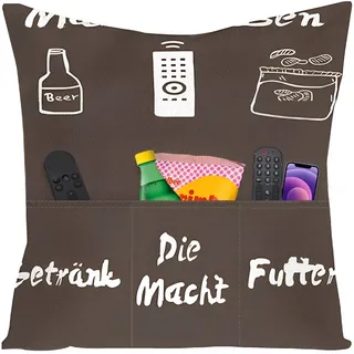 Snyvpra Männerkissen Mit Taschen – Lustige Geschenke Für Männer, Geburtstagsgeschenk Mann Mit Aufdruck“Getränke, Die Macht Futter” – Praktisches Geschenk Für Männer Geburtstag & Weihnachten