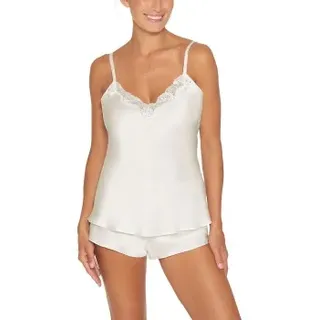Lady Avenue Pure Silk Camisole With Lace Elfenbein Seide Large Damen