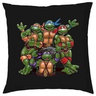 Blondie & Brownie Dekokissen Turtles Ninja Schildkröten Team Pizza Kissen mit Füllung schwarz