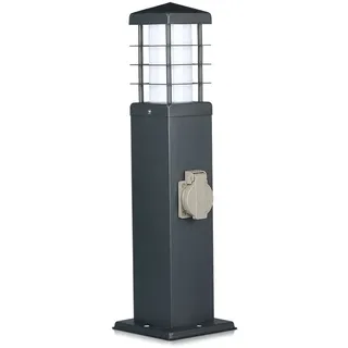 V-Tac Standleuchte E27 Stahl 45,5 cm mit 2 Steckdosen grau