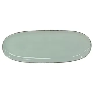 Van Well | URBAN Platte 34x12,5 cm grün - Steinzeug Servierplatte groß Buffet-Platte Käseplatte, zum Servieren & Dekorieren