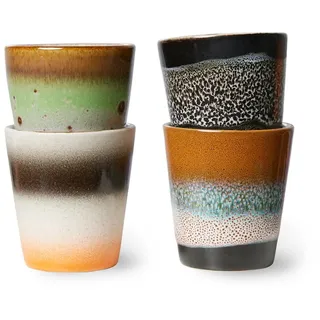 HKliving - 70's Ristretto Becher, 80 ml, good vibes (4er-Set)