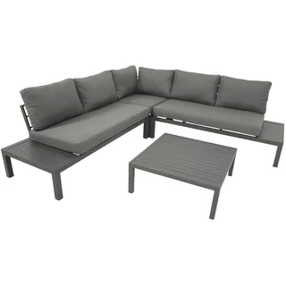FRG Eck-Lounge Set mit Tisch Aluminium grau