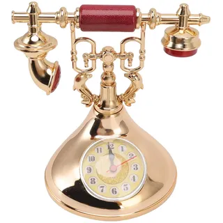 Retro-Telefonuhr, Vintage Lauten Wecker mit großen Ziffern, genaue Zeit, batteriebetriebene antike altmodische Telefon Design Tischuhr für Studie Bauernhaus rustikal (YF020-2)