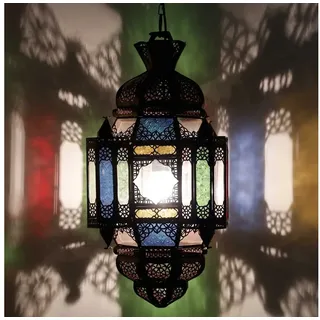 Casa Moro Deckenleuchte Orientalische Lampe Moula Multi Klar marokkanische Hängeleuchte, Ramadan Deckenlampe L1938 bunt