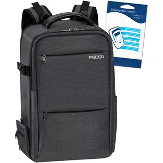 PEDEA DSLR-Kamerarucksack "Noble" mit Displayschutzfolie für Canon EOS 5D 5D Mark II 400D 2000D / Nikon D60 D80 D90 D3100 D3200 D3300 D3400 D5300 D7100 / Pentax K 30 K 50 K 500, grau
