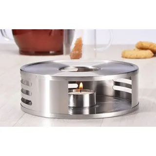 Hi Haushalt International Edelstahl Stövchen mit Teelichthalter rund 15,5cm 34012