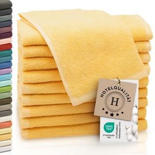 ZOLLNER 10er Set Gästehandtücher - weiche und saugstarke Handtücher - waschbar bis 95°C - Baumwolle - 30x50 cm in gelb