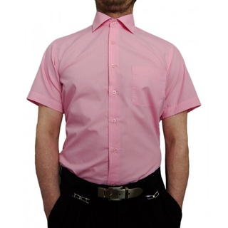 Tonelli Businesshemd Designer Herren Kurzarm Hemd K11 Kurz Arm Bügelleicht, Pflegeleicht, Alle Jahreszeiten rosa 39 / M