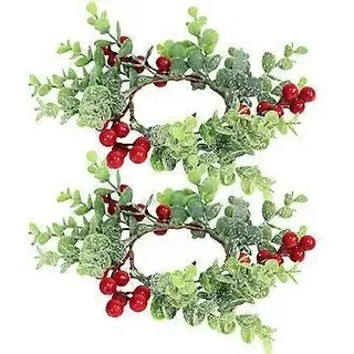 Stück Mini-weihnachtskranz Mit Roten Beeren, Weihnachtskranz Für Die Haustür, Kerzenringe Für Säulen, Serviettenringe
