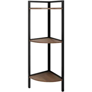 Mirjan24 Eckregal stehend mit 3 Ebenen Bonikad, 76 cm hoch, Standregal, Bücherregal Aufbewahrungsregal für Wohnzimmer, Bad, Flur, industrieller Stil (Schwarz/Braun)