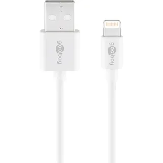 goobay Wentronic Goobay USB Lade- und Synchronisationskabel, Weiß, 2 m - MFi Lade- und Synchronisationskabel für Apple iPhone/iPad (Weiß) (72907)