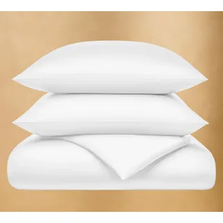 Seralino Mako Bettwäsche Satin 135x200 cm Weiß (Bio-Baumwolle) + 80x80 Kissenbezug| Aesthetic Einfarbig