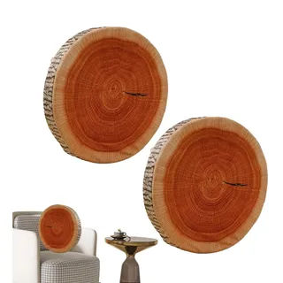 Byuexhp Baumstamm Kissen Set 2 Stück, 39 cm Realistisches Holzoptik Rundkissen, Weiches Dekokissen im Baumstamm Design für Sofa, Schlafzimmer, Camping und Wohnzimmer