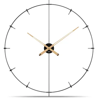 Cander Berlin Leander XXL Vintage-Wanduhr lautlos 60 cm Holzzeiger ohne Tickgeräusche groß modern schwarz Wohnzimmer Küche Metall Glasfaser