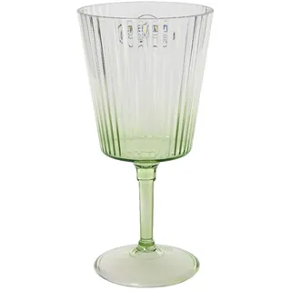 Decoris season decorations Weinglas, Plastik, Weinglas 18cm Kunststoff mit Rillen Transparent / Grün grün