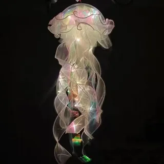 Demiawaking LED Quallenlampe Hängend Quallen Nachtlicht, Jellyfish Lamp, Quallen Lampe Nachttischlampe, Quallenlaterne Atmosphäre Lampe Deko für Kinderzimmer Geburtstag Party (Weiss)