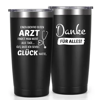 Livole Arzt Geschenk, Dankeschön Geschenke für Rettungssanitäter, Ärztin, Doktor, Doctor, Einen richtig guten Arzt findet man nicht alle Tage, 20oz Edelstahl Kaffeebecher to go, 600ml Thermobecher
