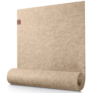 Sidorenko Tischläufer moderner Tischläufer aus Filz - Abwaschbare Tischdecke mit Leder Label, Skandinavischer Tischband Deko beige Ø 150 cm