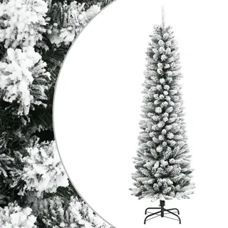 vidaXL Künstlicher Weihnachtsbaum Schlank mit Schnee Blau/Weiß 180 cm
