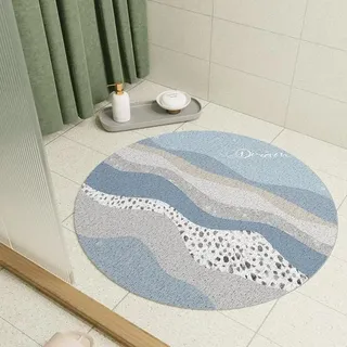 MOTT 50 Runde Duschmatten für innen, Luffa-Badematte, Drainage, rutschfeste Badematte für Nassbereiche, Anti-Schimmel-Duschwannenmatte, hohle Badezimmer-Bodenmatte/-teppich, Durchmesser 60 cm