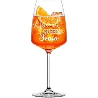 Aperol Queen Glas mit Name - Personalisiertes Weinglas mit Gravur | Aperol Glas mit Wunschname | Geschenk Freundin Geburtstag Muttertag | Lasergravur | Spülmaschinenfest | Made in Germany