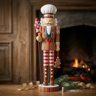 Nussknacker 45cm groß bunt braun Deko Figur Weihnachten Lebkuchen nostalgisch