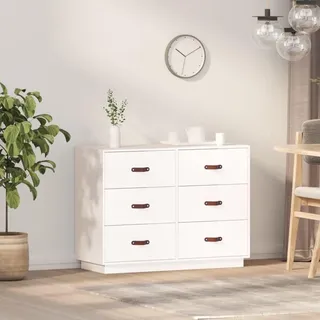 SDWEHO7 Kommode Modern Stil aus Massivholz, Anrichte mit 6 Schubladen, Schmaler Flurtisch Sideboard Schubladenschrank Organisationseinheit für Wohnzimmer, Weiß 100x40x75 cm
