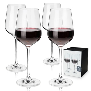 Viski Reserve European Crystal Bordeaux-Gläser, 4 Rotweingläser aus bleifreiem Kristallglas, Glaswaren Made in Europe, Weinglas-Set mit Stiel, 4er-Set, 21 Unzen (621 ml)