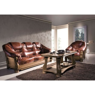 JVmoebel Sofa Sofagarnitur 3+2 Sitzer Klassische Garnituren Leder Sofas, Made in Europe braun
