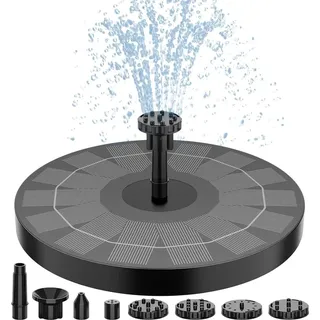 Springbrunnen Solar für Außen Klein, Solar Teichpumpe mit 7 Düsen & 4 Fixe Rohre Solar Wasserpumpe Solar schwimmender Fontäne Pumpe für Garten...