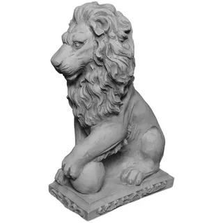 gartendekoparadies.de Gartenfigur Statuen Löwen mit Kugel, Steinfigure, Steinguss, H. 47 cm, je 21 kg, Frostsicher grau