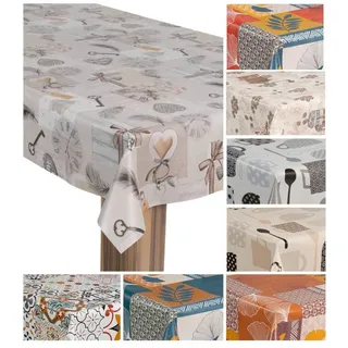 Laro Wachstuch-Tischdecke Vintage 90 x 90 cm Beige