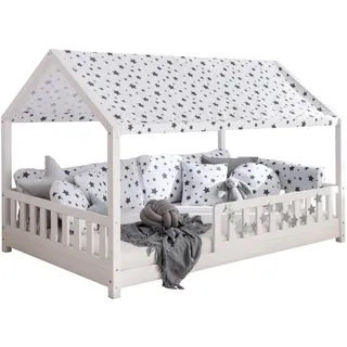 TiCAA Betthimmel Hausbett (2er Set) – Kinderbett Vorhang aus Polyester, Stoffhimmel, Dachvorhang, Hausbett Deko für Mädchen & Jungen