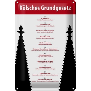Hebold Flachmann Schild Blech 20x30 cm - Made in Germany - Kölsches Grundgesetz Metall