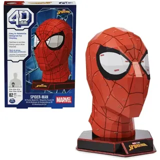 Spin Master 4D Build - Marvel Spiderman Büste - detailreicher 3D-Modellbausatz aus hochwertigem Karton, 82 Teile